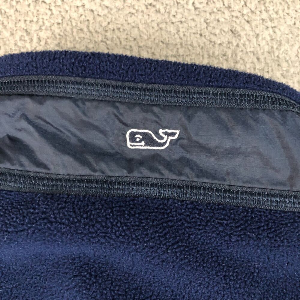 Vineyard Vines Vest Men Large Blue Jacket Fleece Preppy Full Zip Logo High Neck - Picture 5 of 7